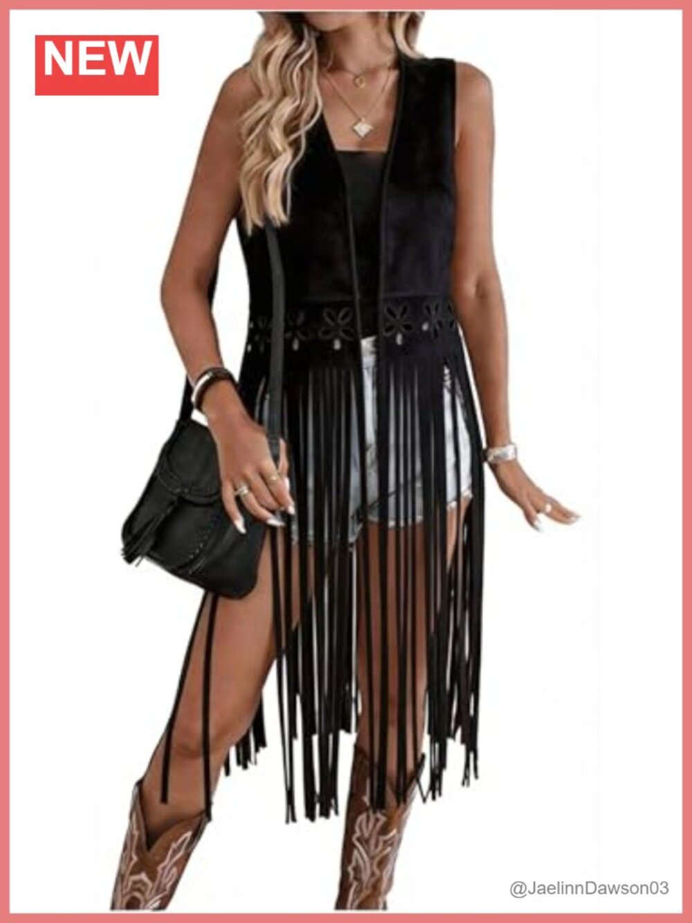 Faux Suede Fringe Vest Open Front Sleeveless Cardigan Boho Western